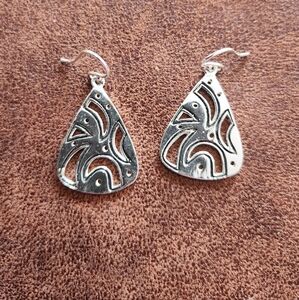 Sterling Silver Geometric Teardrop Earrings
